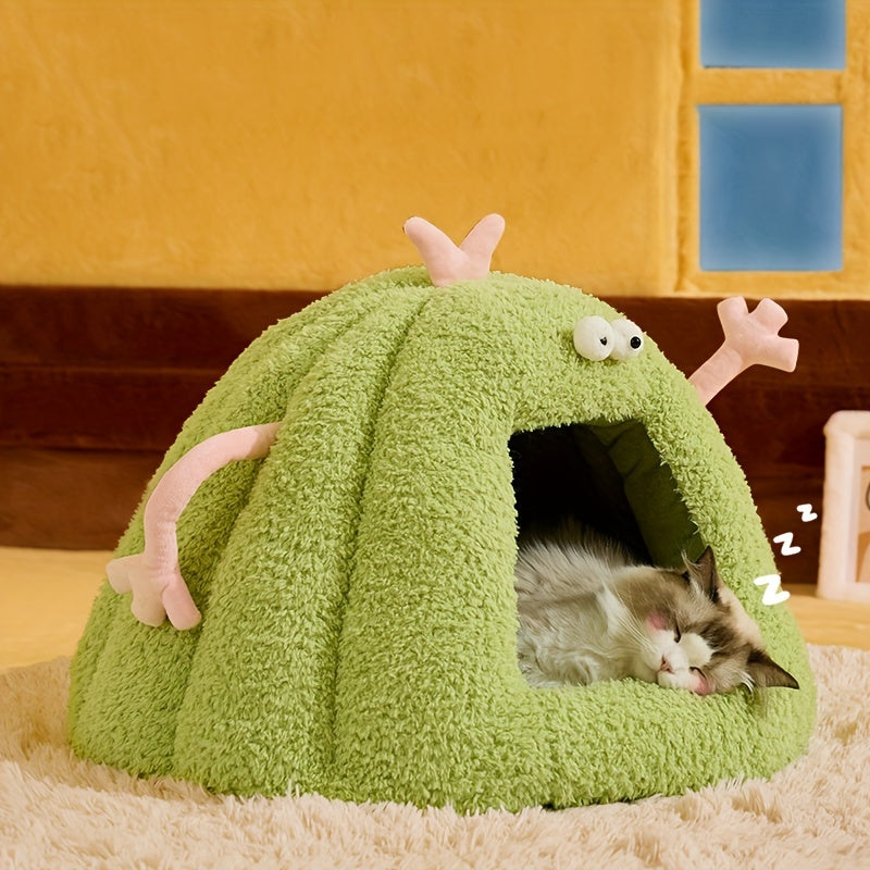 Monster-Shaped Cat & Dog Bed – Semi-Enclosed, Warm & Cozy Design