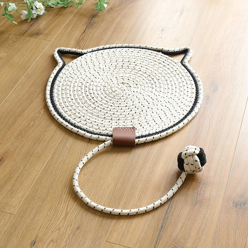 Deluxe Sisal Cat Scratching Mat – Durable Pad with Ball Toy