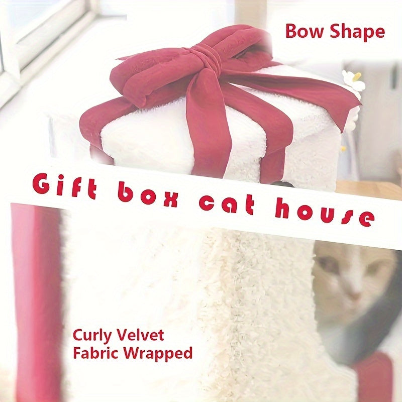 White Christmas Cat House – Cozy Gift Box Design, Easy Assembly