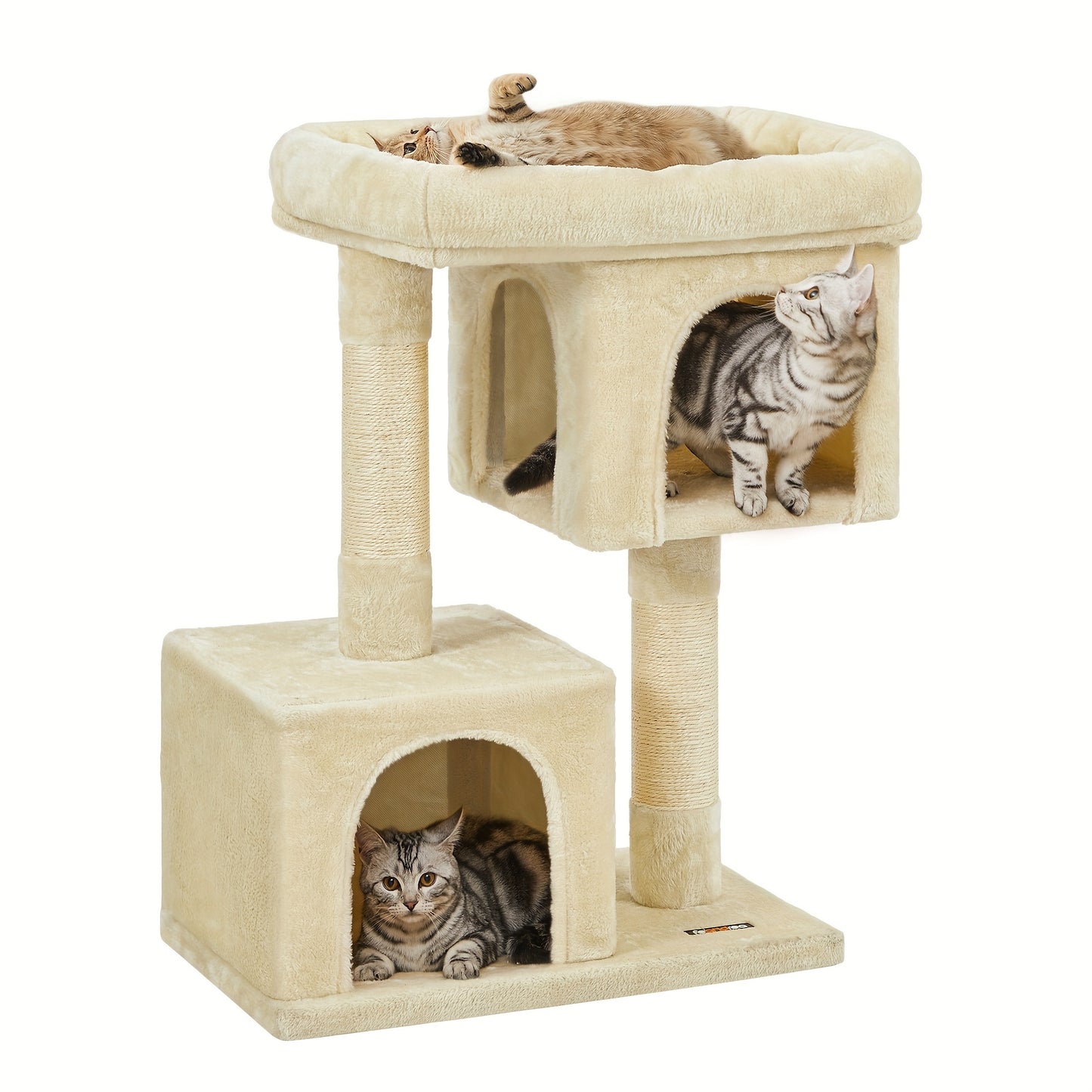 Feandrea 33-Inch Cat Tree – Tower with Perch, Caves & Scratching Post