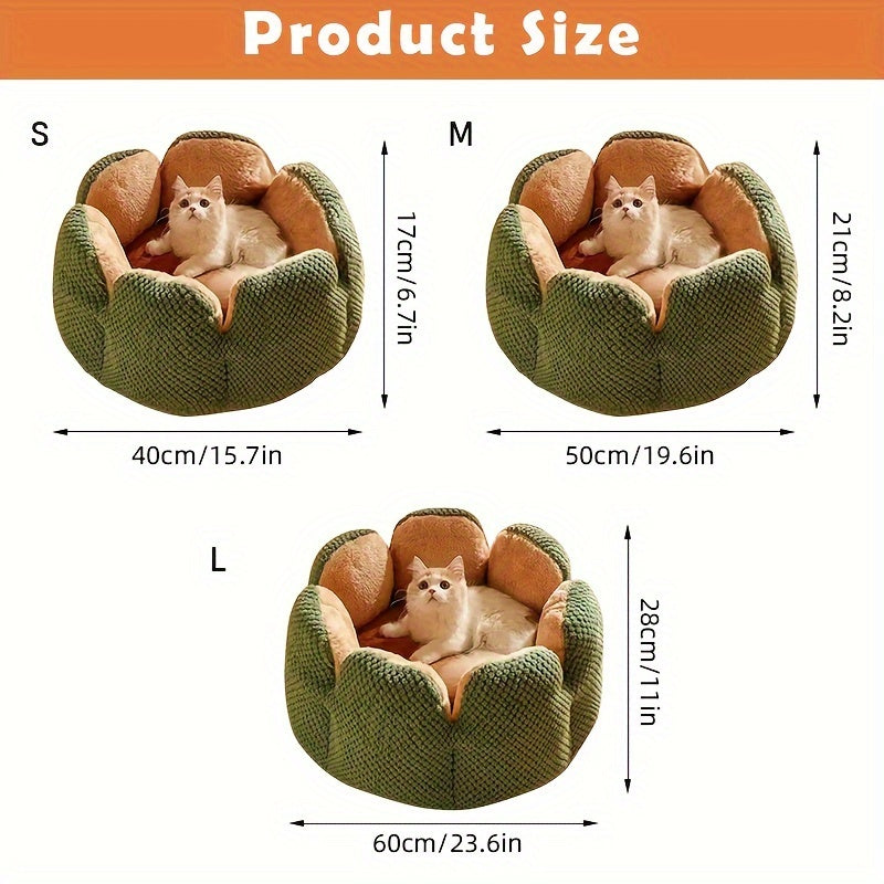 Charming Petal Cat & Dog Bed – Soft, Warm, and Cozy!