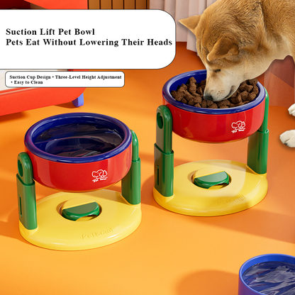 Suction Cup Adjustable Pet Bowl – Tilted, Spill-Proof & Neck-Friendly Design
