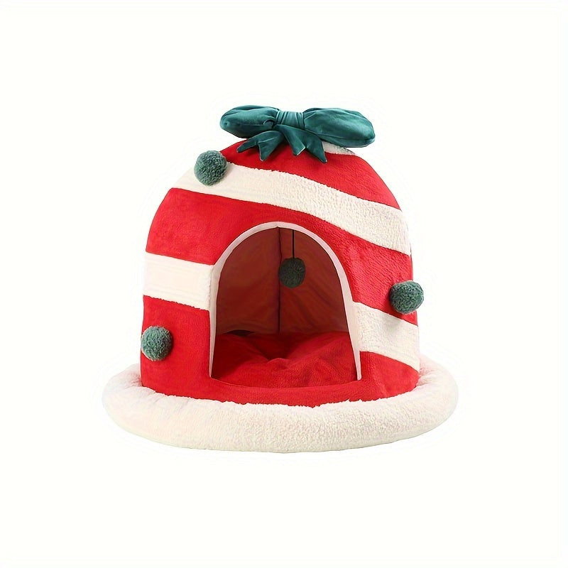 Gift Box Christmas Cat Litter – Enclosed Bed for Cats & Small Dogs