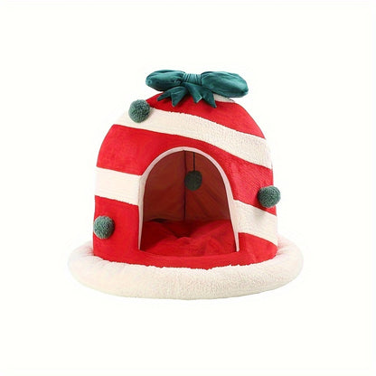 Gift Box Christmas Cat Litter – Enclosed Bed for Cats & Small Dogs