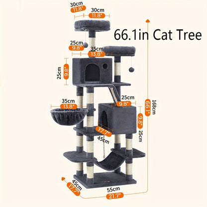 Feandrea Large Cat Tree – Multi-Level Tower with Scratching Posts & Hammock