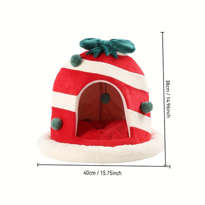 Gift Box Christmas Cat Litter – Enclosed Bed for Cats & Small Dogs