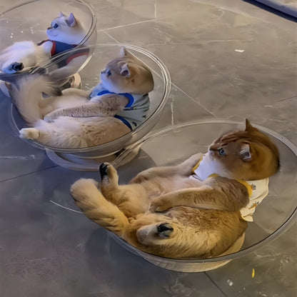 All-Season Space Capsule Cat Bed with Trackball Toy – Easy & Fun!