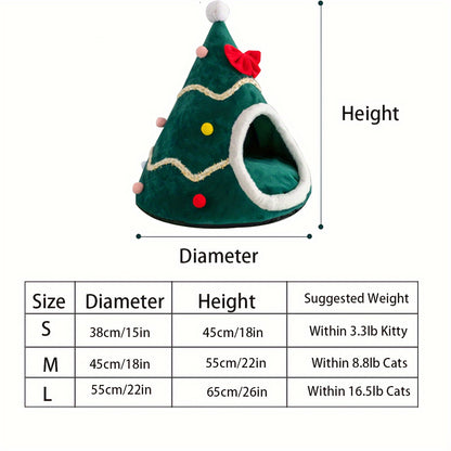 Christmas Tree Cat Bed – Festive Design with Non-Slip Base