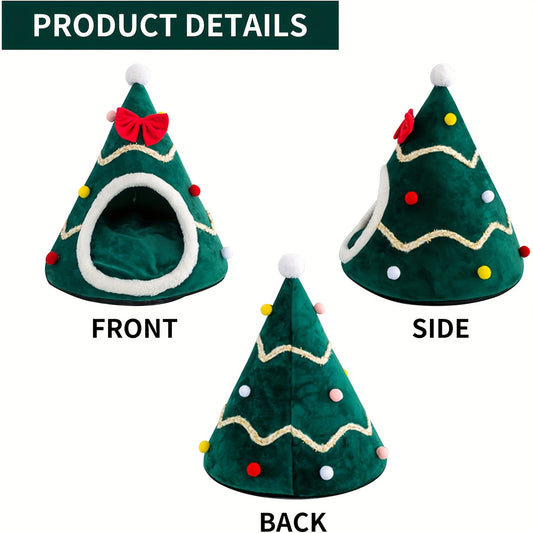 Christmas Tree Cat Bed – Festive Design with Non-Slip Base