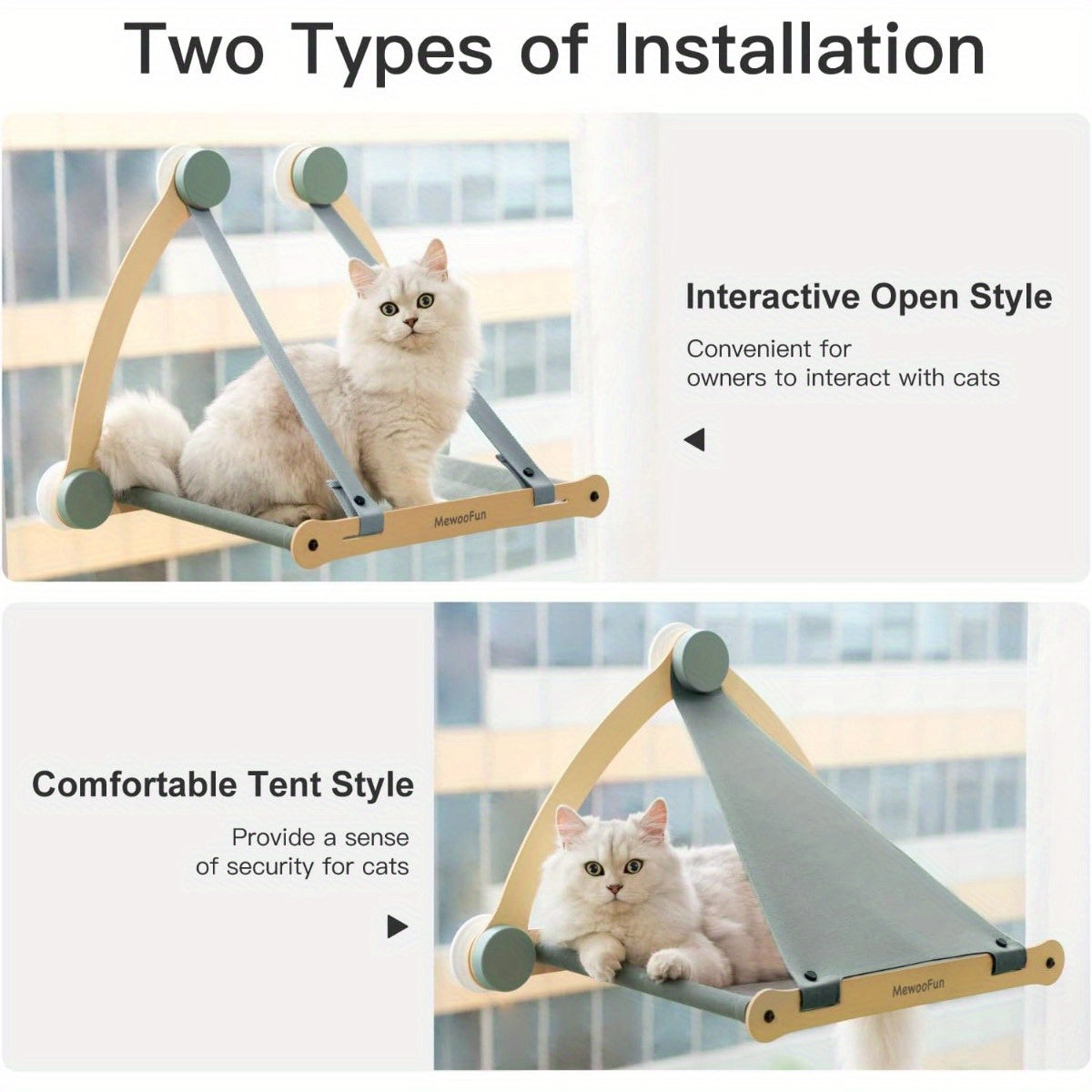 Hamac de fenêtre robuste pour chat avec ventouses