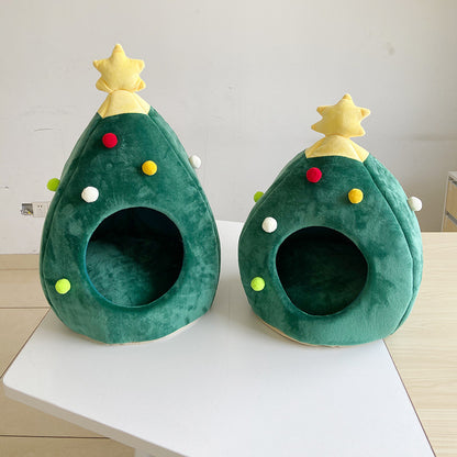 Christmas Tree Pet Bed – Warm Indoor Cat/Dog House