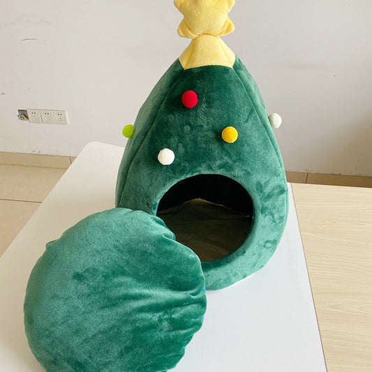 Christmas Tree Pet Bed – Warm Indoor Cat/Dog House