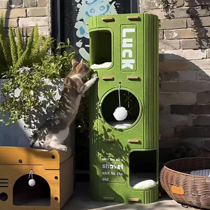 Portable Cat Tree with Enclosed Bed & Scratching Post – Multi-Cat Play Shelter
