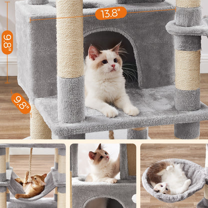 Feandrea Large Cat Tree – Multi-Level Tower with Scratching Posts & Hammock