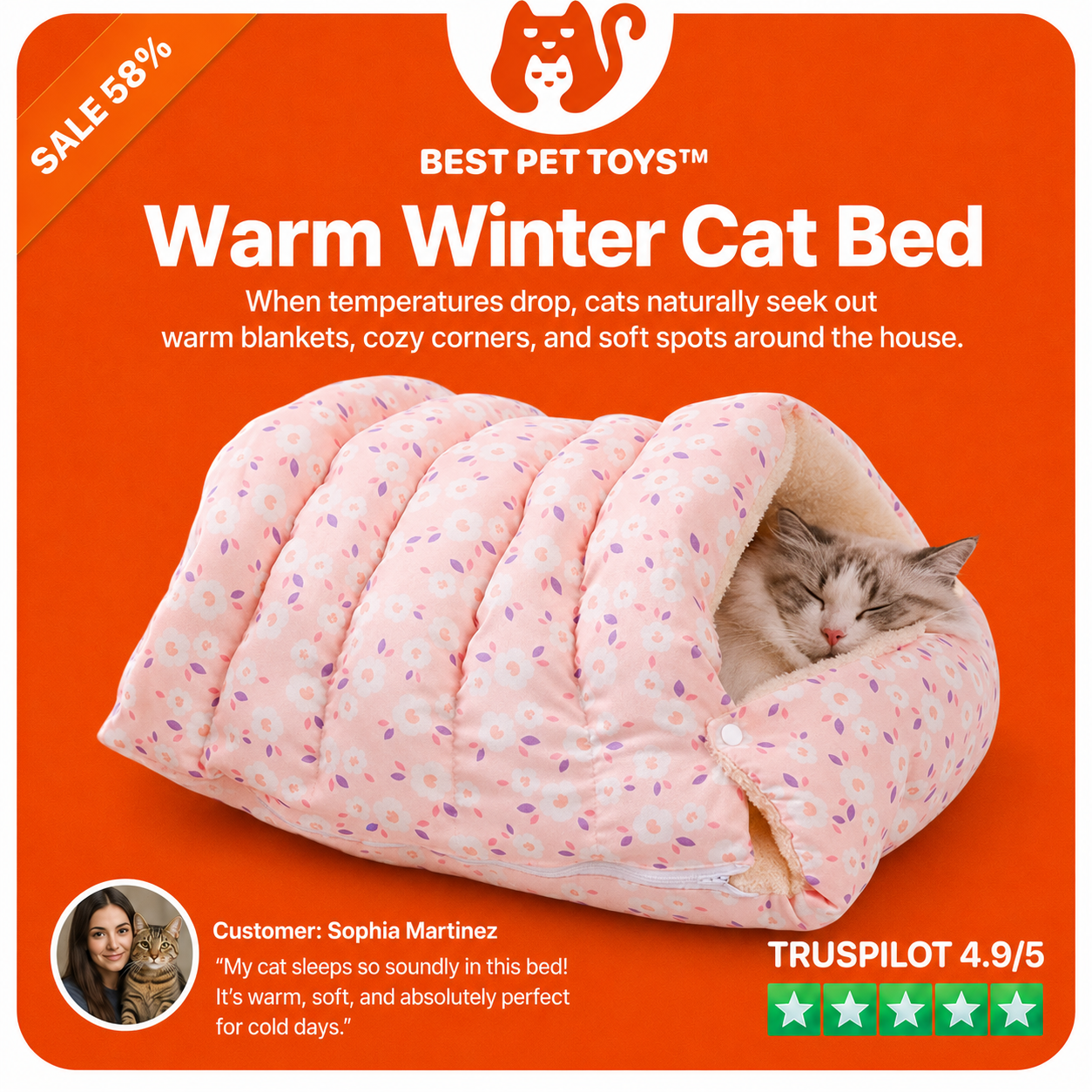 Best Pet Toys™ Warm Winter Cat Bed
