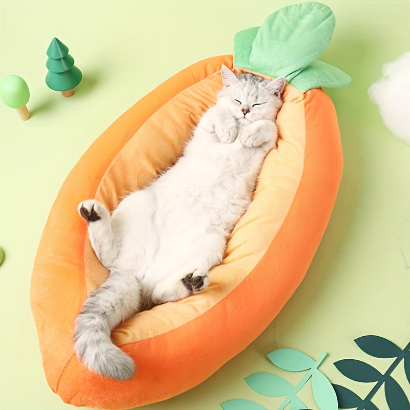 Reversible Carrot Pet Bed – Cozy & Washable Design