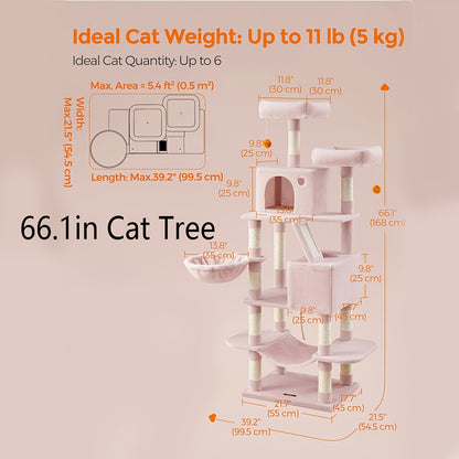 Feandrea Large Cat Tree – Multi-Level Tower with Scratching Posts & Hammock