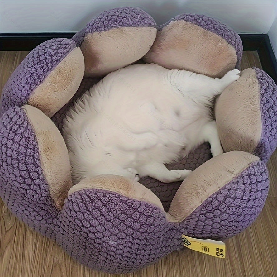 Charming Petal Cat & Dog Bed – Soft, Warm, and Cozy!