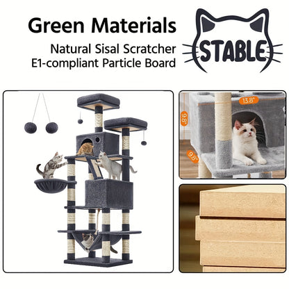 Feandrea Large Cat Tree – Multi-Level Tower with Scratching Posts & Hammock