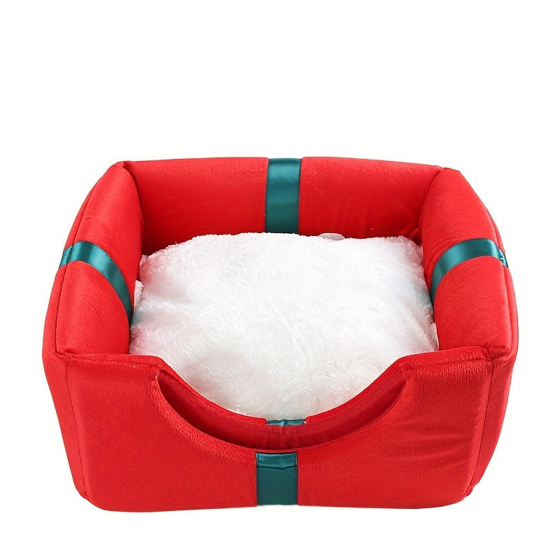 Gift Box Christmas Cat Litter – Enclosed Bed for Cats & Small Dogs