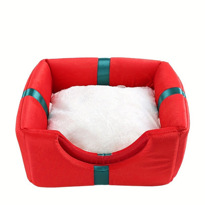 Gift Box Christmas Cat Litter – Enclosed Bed for Cats & Small Dogs