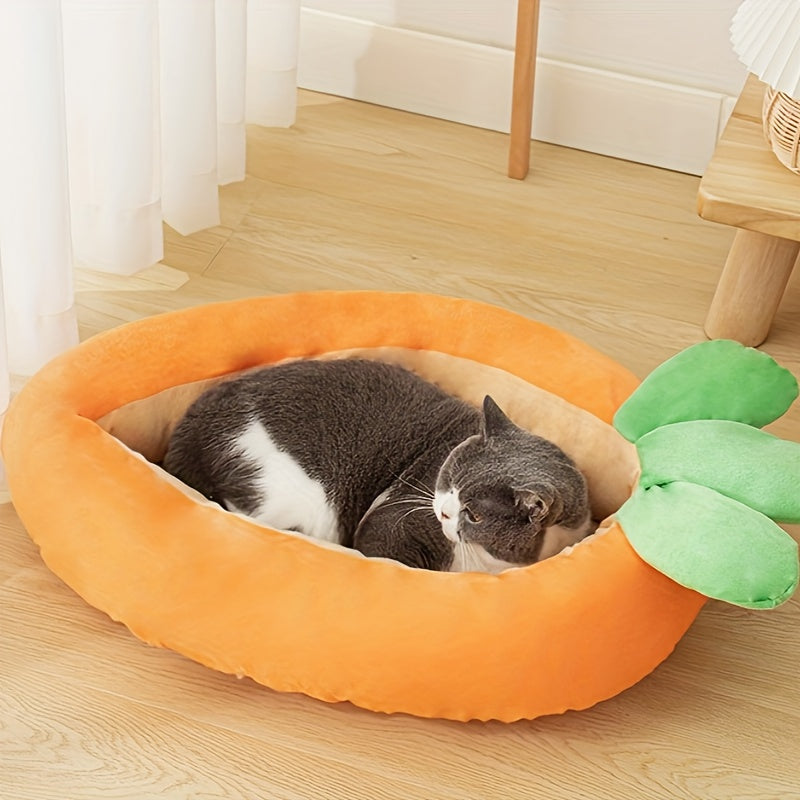 Reversible Carrot Pet Bed – Cozy & Washable Design