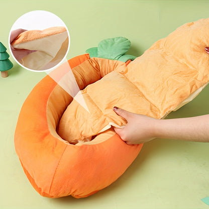 Reversible Carrot Pet Bed – Cozy & Washable Design