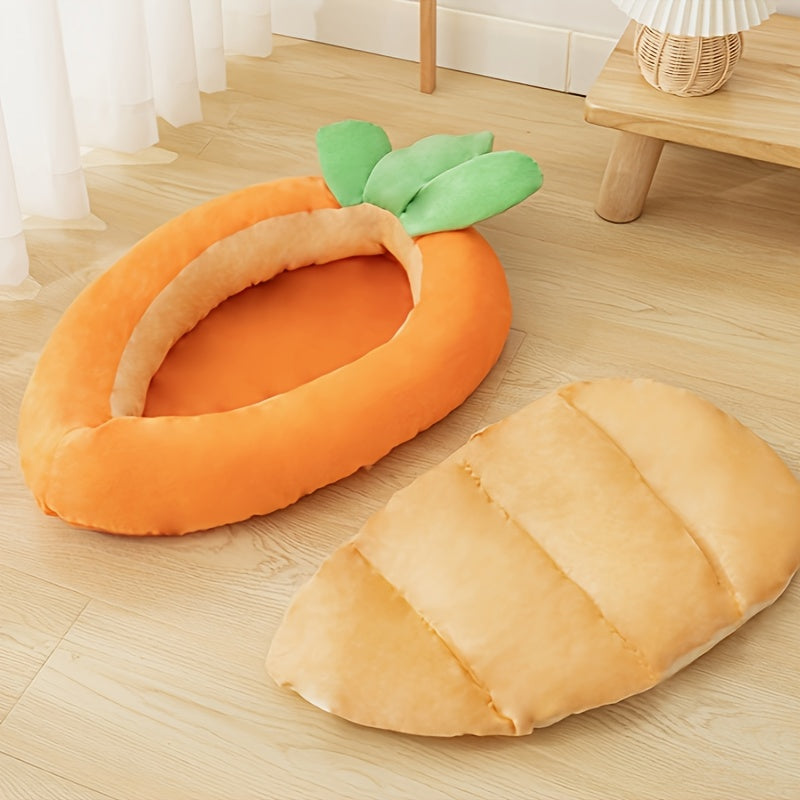 Reversible Carrot Pet Bed – Cozy & Washable Design