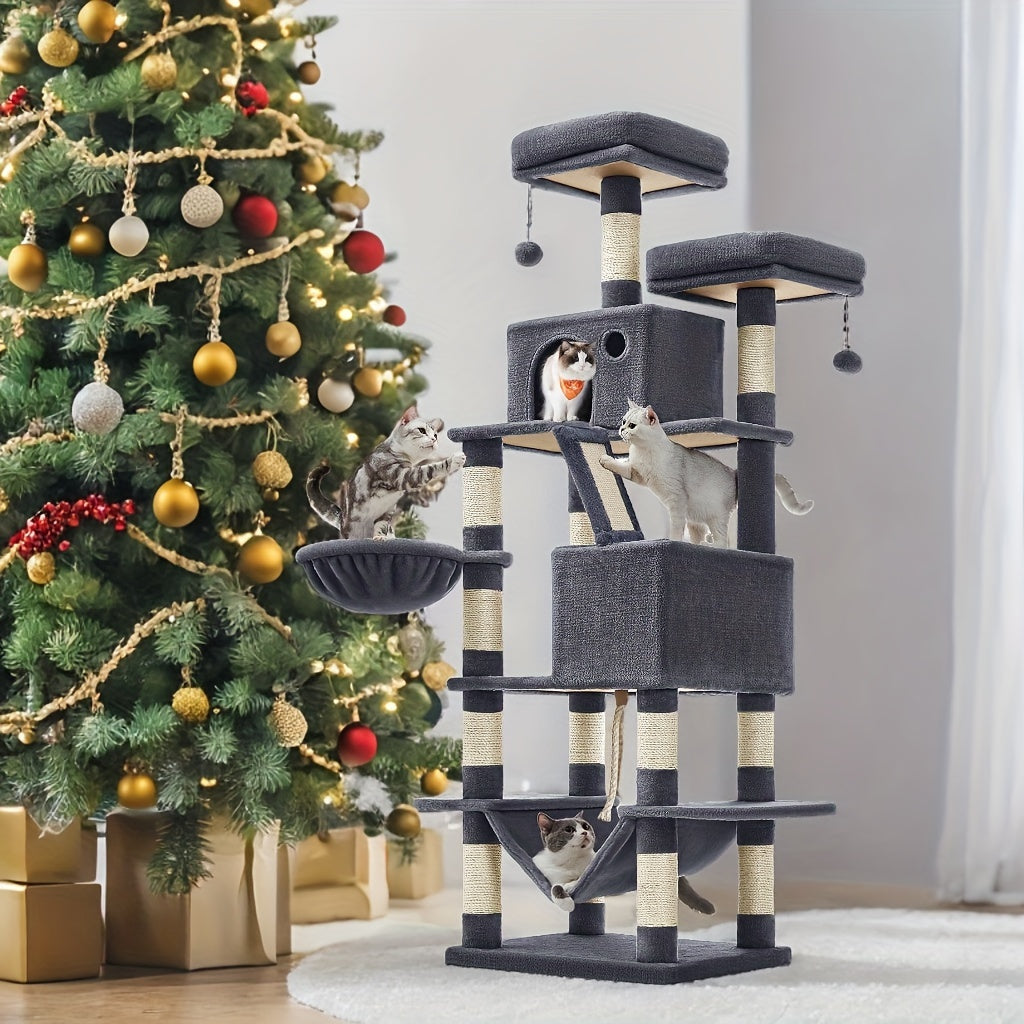 Feandrea Large Cat Tree – Multi-Level Tower with Scratching Posts & Hammock