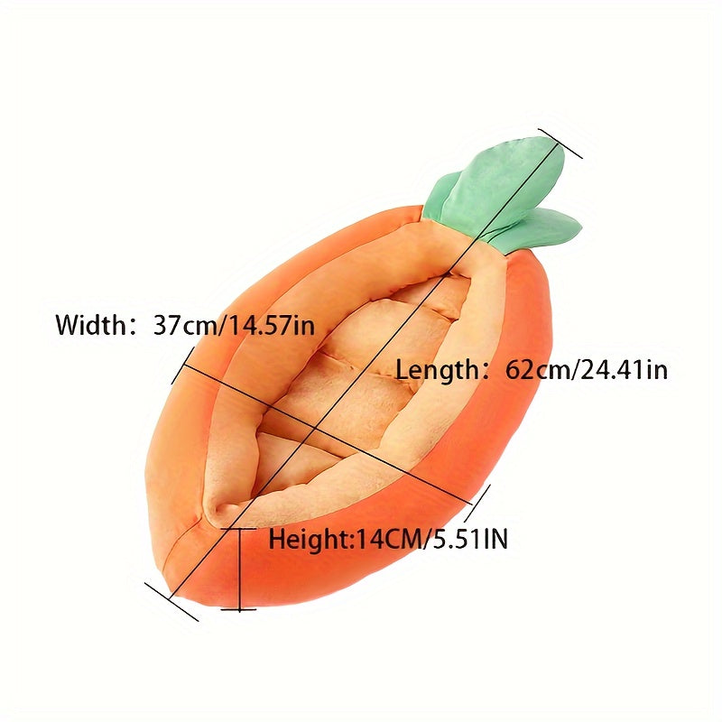 Reversible Carrot Pet Bed – Cozy & Washable Design