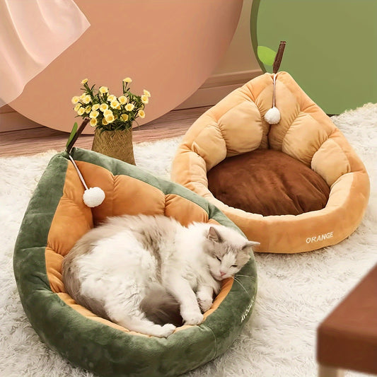 All-Season Cat Bed – Semi-Enclosed, Thick & Cozy Design