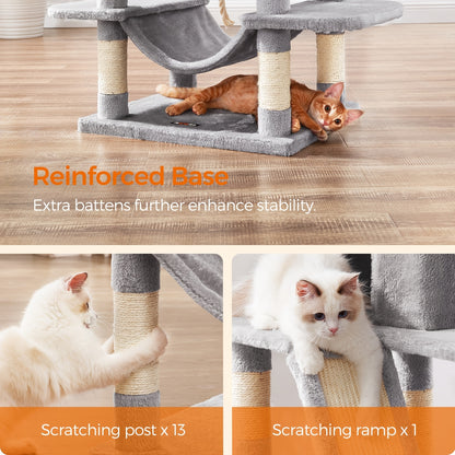 Feandrea Large Cat Tree – Multi-Level Tower with Scratching Posts & Hammock