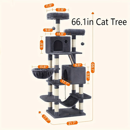 Feandrea Large Cat Tree – Multi-Level Tower with Scratching Posts & Hammock