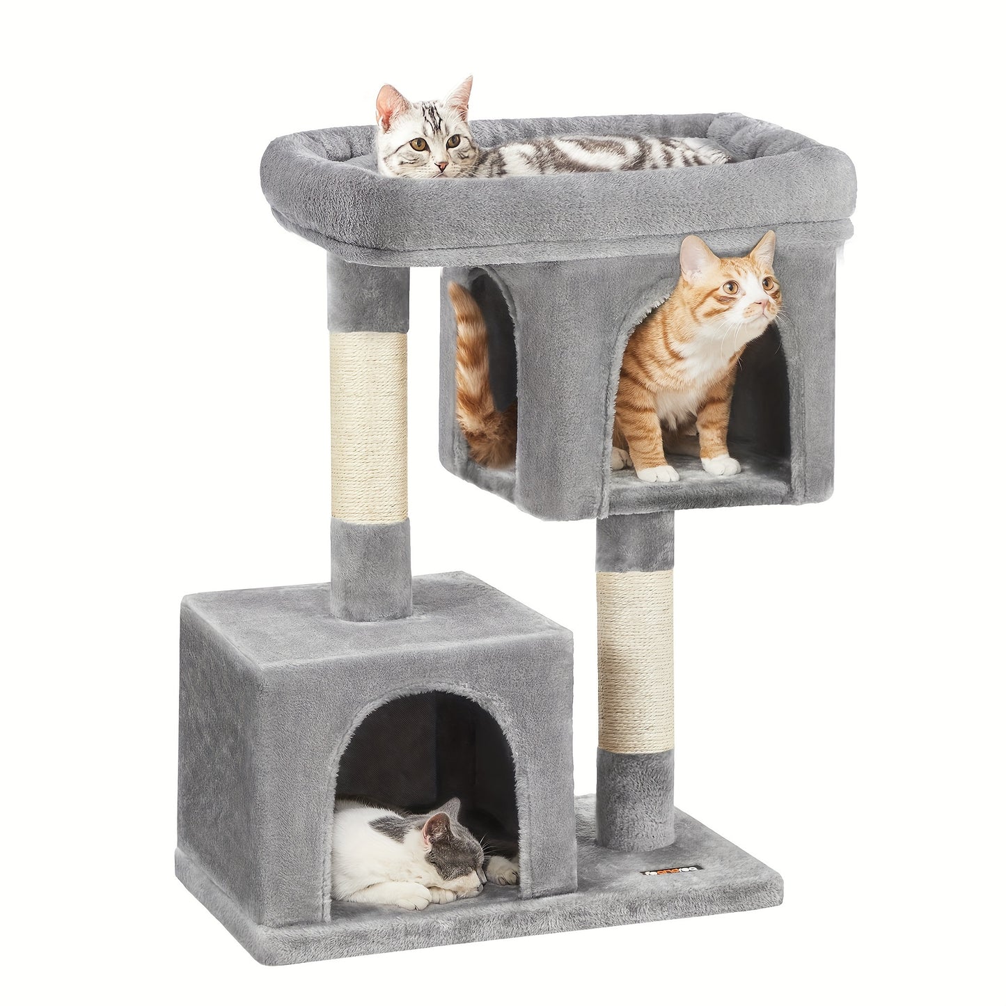 Feandrea 33-Inch Cat Tree – Tower with Perch, Caves & Scratching Post