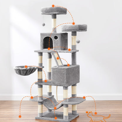 Feandrea Large Cat Tree – Multi-Level Tower with Scratching Posts & Hammock