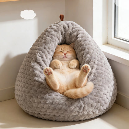 Cozy Plush Cat Cave Bed – Non-Slip Warm Pet House