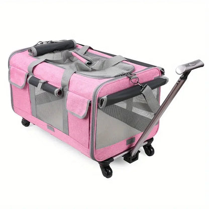 Valise à roulettes extra large pour animaux de compagnie – Transporteur de voyage pliable et détachable 