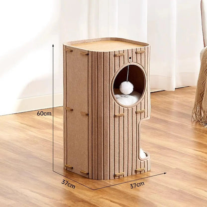 Portable Cat Tree with Enclosed Bed & Scratching Post – Multi-Cat Play Shelter
