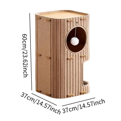 Portable Cat Tree with Enclosed Bed & Scratching Post – Multi-Cat Play Shelter