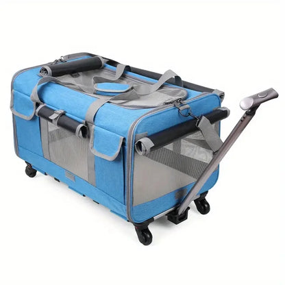 Valise à roulettes extra large pour animaux de compagnie – Transporteur de voyage pliable et détachable 