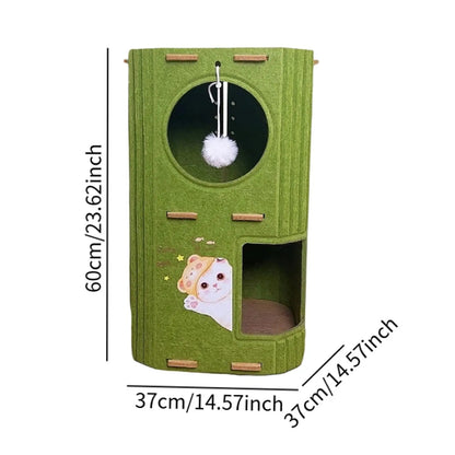 Portable Cat Tree with Enclosed Bed & Scratching Post – Multi-Cat Play Shelter