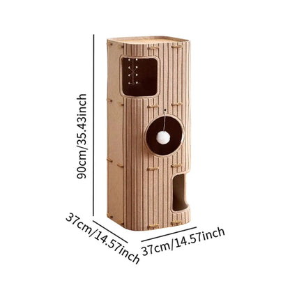 Portable Cat Tree with Enclosed Bed & Scratching Post – Multi-Cat Play Shelter
