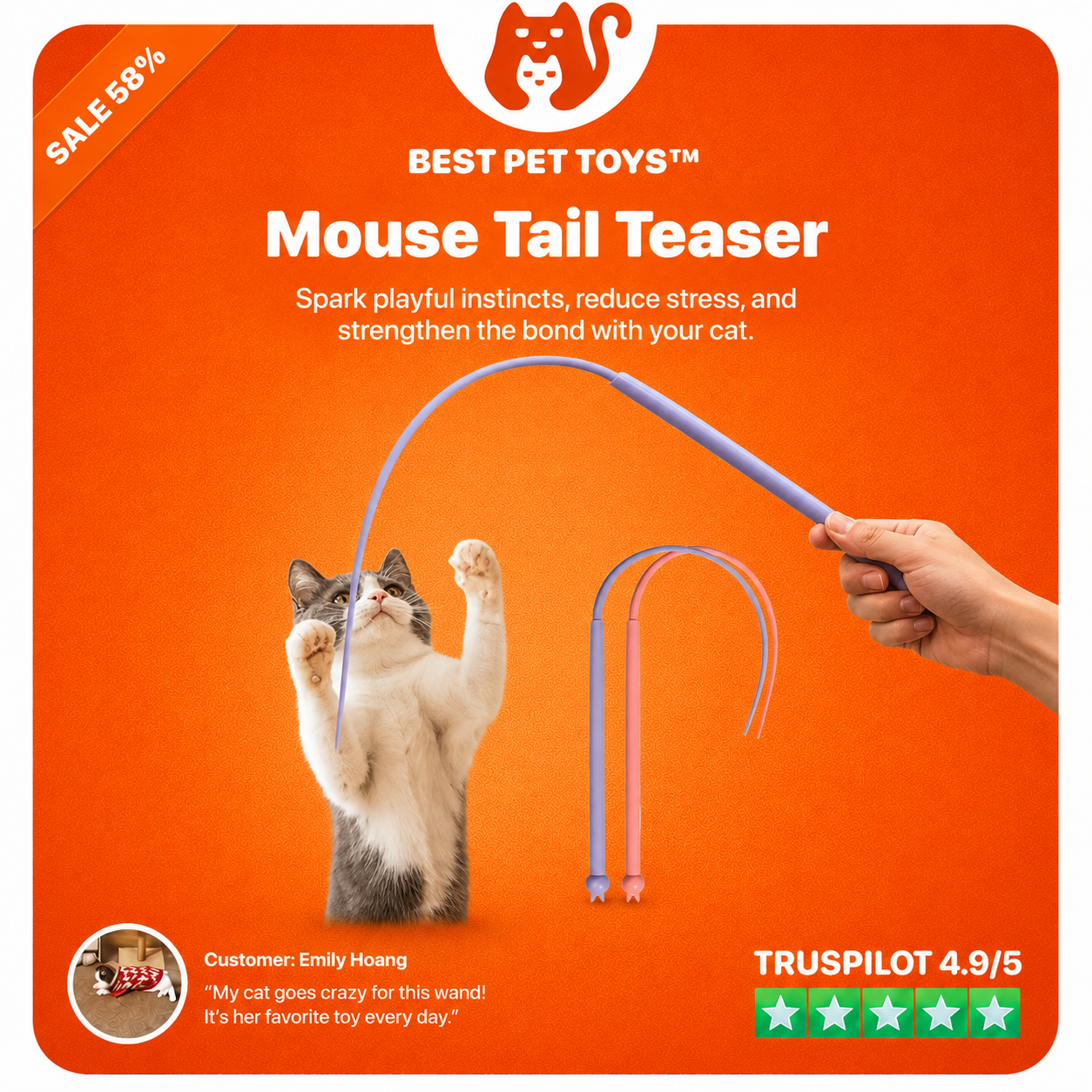 Best Pet Toys™ Mouse Tail Teaser