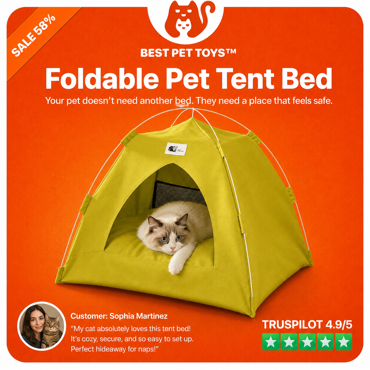 Best Pet Toys™ Foldable Pet Tent Bed