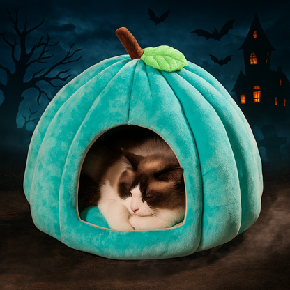Spooky Pumpkin Cat Cave – Cozy Halloween Nest for Cats & Small Dogs