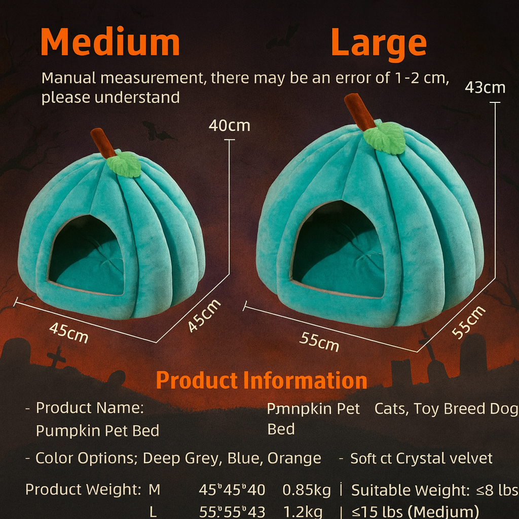 Spooky Pumpkin Cat Cave – Cozy Halloween Nest for Cats & Small Dogs