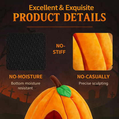 Spooky Pumpkin Cat Cave – Cozy Halloween Nest for Cats & Small Dogs
