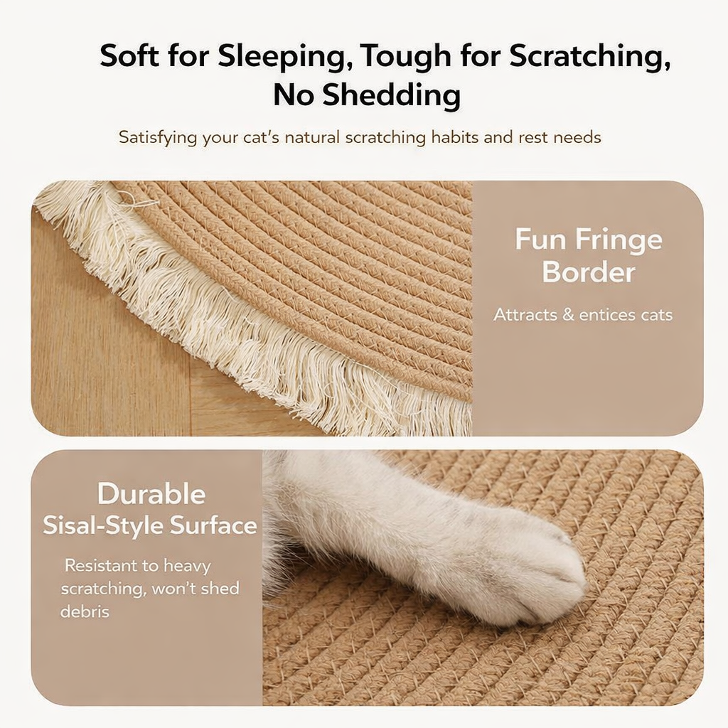 Handmade Rattan Woven Rug – Vintage Jute Round Carpet with Tassel