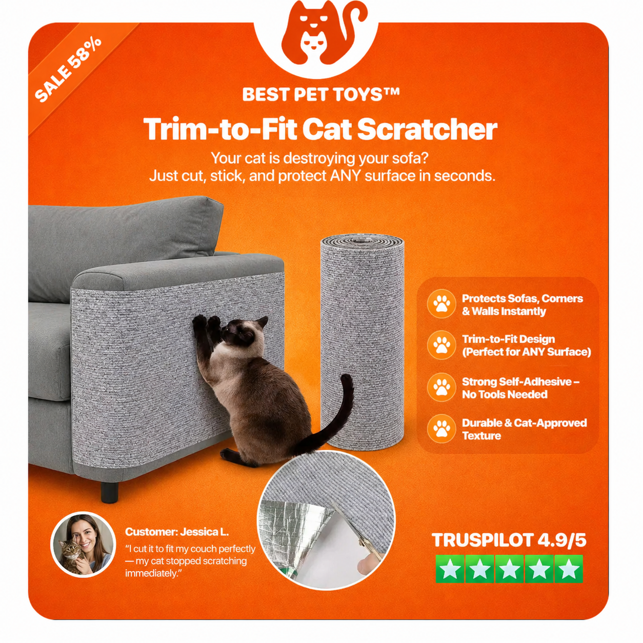 Best Pet Toys™ Trim-to-Fit Cat Scratcher