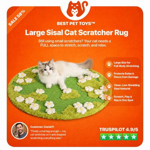 Best Pet Toys™ 2-in-1 Large Sisal Cat Scratcher Rug (31")